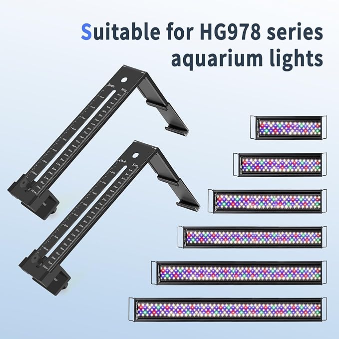 hygger Aquarium Light Clip Holder (for HG-978) (1), Aquarium Fish Tank Light Riser/Holder/Bracket/Stand/Mount