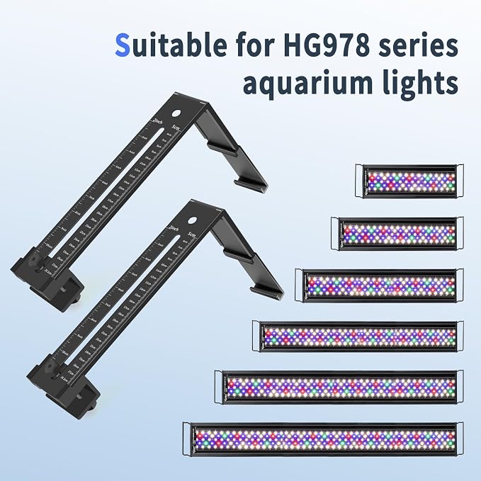hygger Aquarium Light Clip Holder (for HG-978) (2), Aquarium Fish Tank Light Riser/Holder/Bracket/Stand/Mount