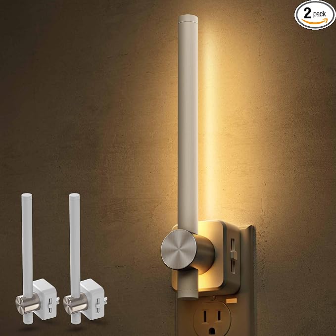 L LOHAS LED Night Light, Night Lights Plug into Wall, Bathroom Nightlight | 2 Pack, 0-200LM, Dusk to Dawn Sensor 2W Dimmable Nightlights, Soft White 3000K, Modern Nightlight for Adults Mirror Restroom