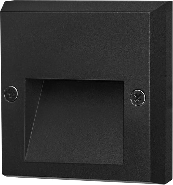 6-Pack Slim Square Low Voltage Deck Post Lights, Outdoor Step Lights, 12V Fence Railing Lighting Fixtures, Die-cast Aluminum, Black, 3000K