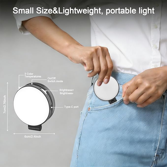 UEGOGO Magnetic Selfie Light with Mirror for iPhone, MagSafe Compatible LED Fill Light, CRI≥95, Foldable LED Phone Ring Light for Makeup, Photography, Video Calls & Vlogging