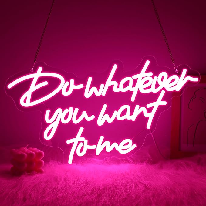 Neon Sign, JGHTURIE Do Whatever You Want to Me Neon Signs for Wall Decor, Pink LED Light-Up Sign for Room Decor, Bar, Party, Man Cave, USB Powered