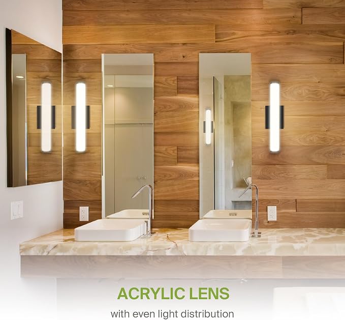 ASD 18" LED Linear Vanity Light Fixture, Modern Bathroom Sconce — 3 Color 3000K-5000K, Dimmable, 20W 1800LM, Energy Star & ETL Listed — Over Mirror Makeup Slim Bar for Bedroom, Cabinets — Black