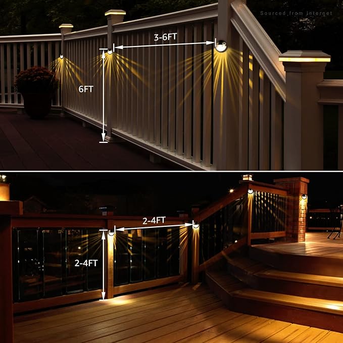 LEONLITE 6-Pack 3000K Unique Rays LED Deck Lights Outdoor Bronze | 12V Low Voltage, Landscape Step Railing Fence Light, Warm White, IP65, Landscape Deck Light for Backyard, Aluminum