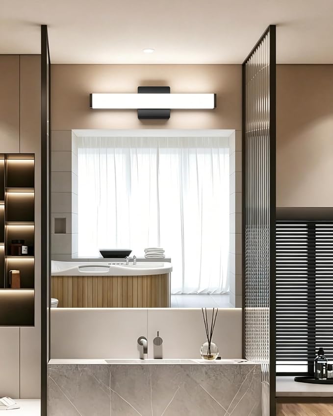 16" LED Bathroom Vanity Light, 10W 5CCT Dimmable, Brushed Black | Wall Bar Light, Rust & Moisture Resistant, Dimmable 2700K-5000K, Energy-saving, moisture-proof, Dresser Bathroom over Mirror