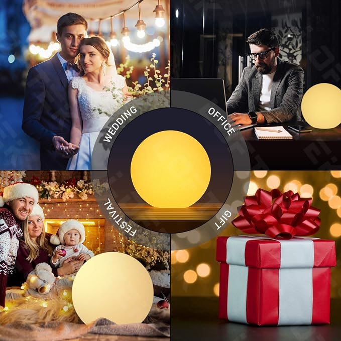 LOFTEK 6-inch LED Light Ball, Rechargeable Nursery Night Light, Hangable | Waterproof Floating Pool Lights, 16 RGB Color Changing & Dimming, Dual Control, Mood Lamp for Room Decor Ambience
