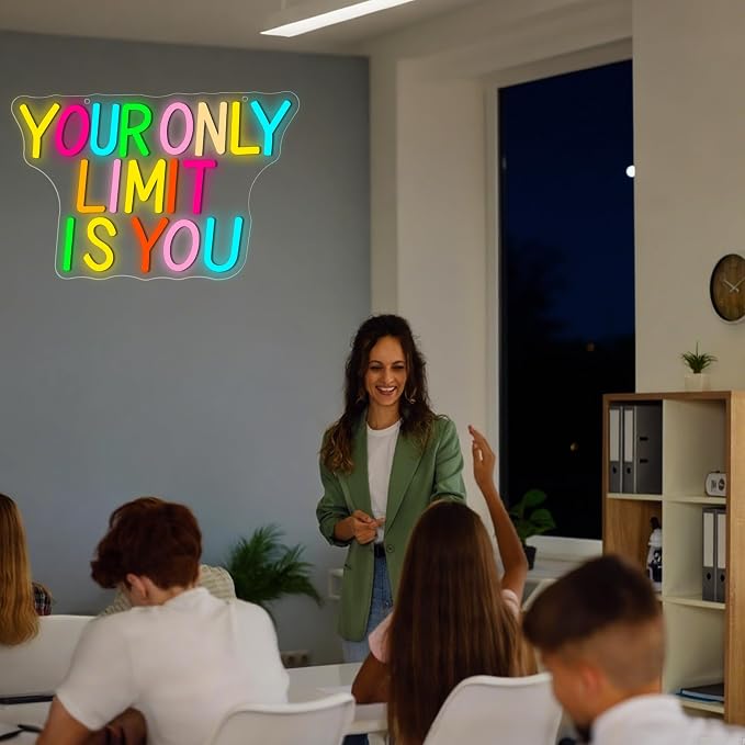 Your Only Limit Is You Neon Sign for Wall Decor | Dimmable motivational neon light, home office bedroom decor, gift for teens entrepreneurs, size 14.4*9.4 in