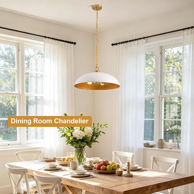 20in Dome Pendant Light 3-Light for Kitchen Island Over Table | Industrial Large Oversized Pendant Lighting Fixture Chandelier Ceiling Hanging Lamp for Kitchen Island Dining Room Over Table