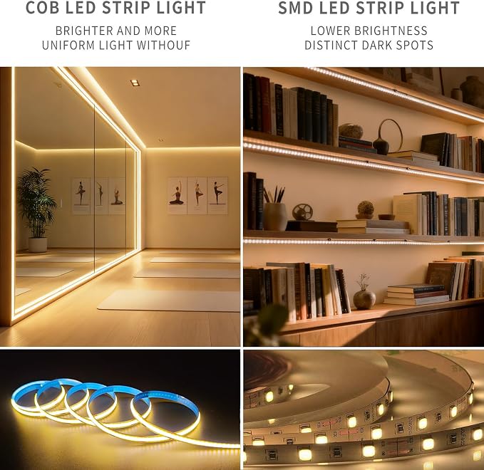 ZSLAIFU 5V LED Strip Lights, Warm USB LED Light Strip, 3.28FT Dimmable COB LED Strip Light, High Brightness Short LED Strip for Display Cabinet, Living Room, TV Lights