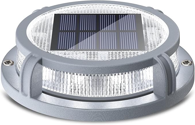 SIEDiNLAR Solar Deck Lights Outdoor 2 Modes 16 LEDs Driveway Markers Dock Light Solar Powered Waterproof for Step Ground Pathway Walkway Stair Garden Road Yard 1 Pack (Cool White/Warm White)