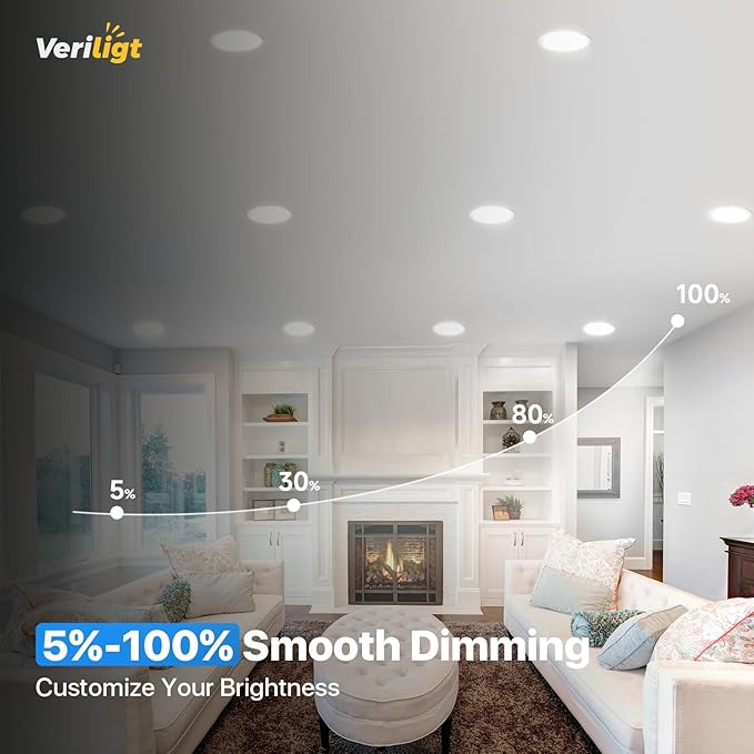 24 Pack 4 Inch 5CCT LED Recessed Light, Silm Canless Recessed Lighting, Dimmable, Damp Rated, 2700K-5000K Selectable, Wafer Ceiling Downlight with Junction Box, 750LM, 9W 120V, ETL&FCC
