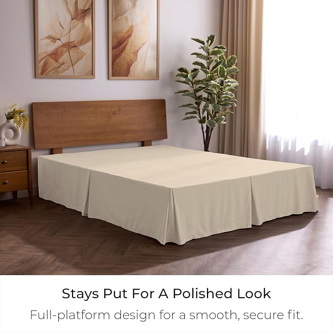 Mellanni Bed Skirt Twin XL Size - Tailored Drop Bed Skirting | 15-Inch Pleated Dust Ruffle - Hotel Luxury Bedding - Wrinkle, Fade, Stain Resistant - 1 Bedskirt (Twin XL, Beige)