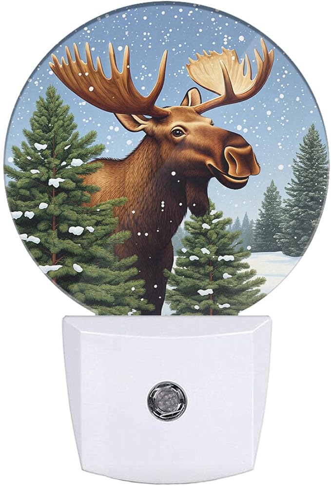 EKOBLA Moose Night Light, Cute Elk Animal Night Lights Plug Into Wall for Christmas Home Decor and Holiday Gifts
