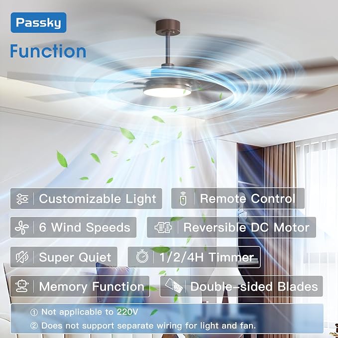 80 Inch Ceiling Fans with Lights and Remote, Brown Modern Ceiling Fan | Reversible DC Motor, Timer, 3CCT, Dimmable, Quiet, Ceiling fan For Living Room, Patio Farmhouse, Indoor/Outdoor