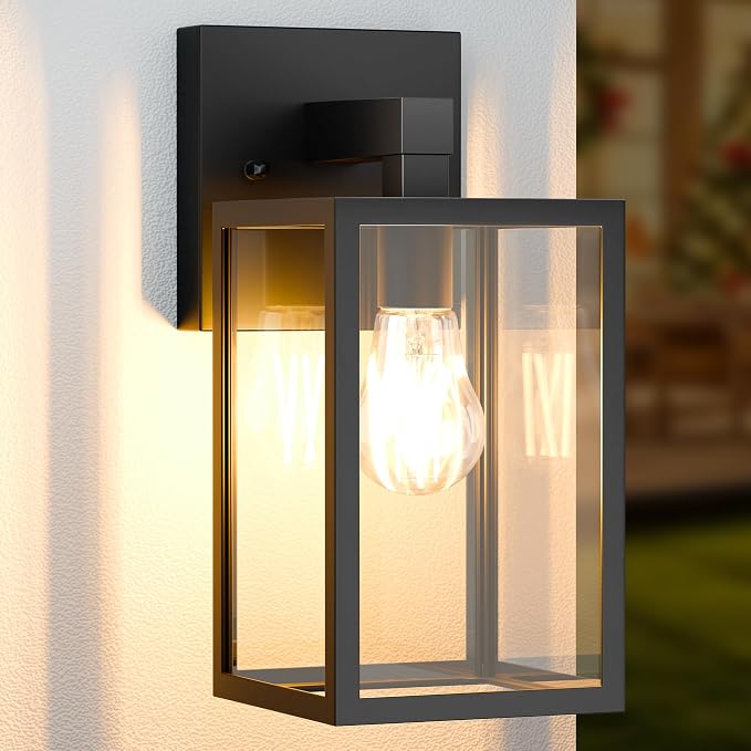 Outdoor Wall Lantern, Waterproof Exterior Wall Sconce Light Fixture, Black Front Door Lamp, Anti-Rust E26 Socket Porch Lighting