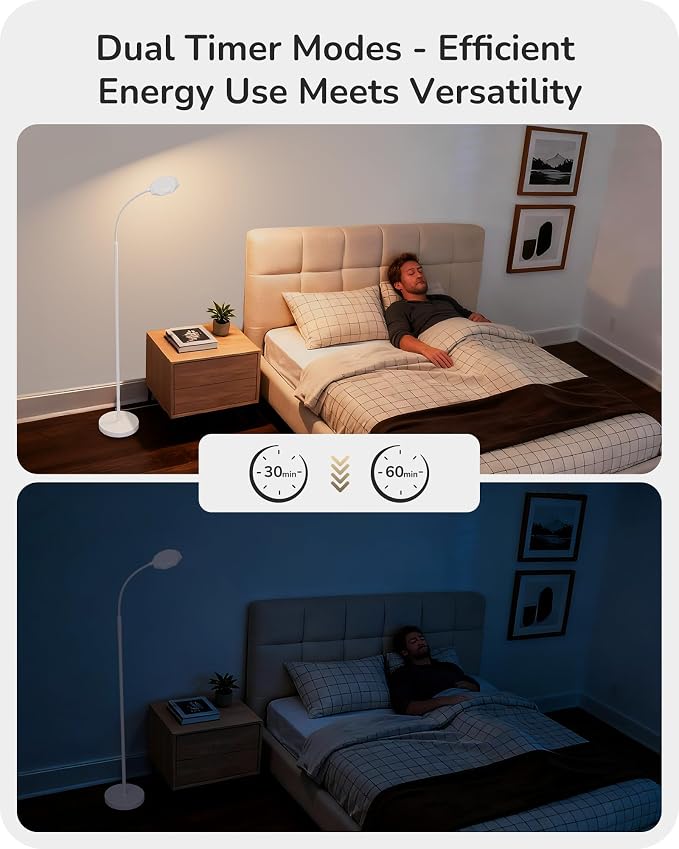 EDISHINE Gooseneck Floor Lamp 1300LM LED Floor Lamps for Living Room White | 4 Color Temperature, Dimmable, Remote & Touch Control, 30/60Min Timer, Adjustable Gooseneck for Bedroom, Office
