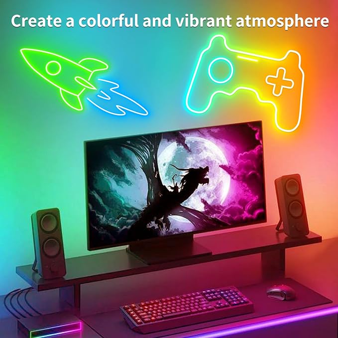 100FT Neon Rope Light,24V IP65 Waterproof RGB LED Strip Lights | Neon Lights with 40 Key Remote and APP Control for Bedroom,Multiple Modes for DIY Design（2 Rolls of 50ft with Snap &Screws）