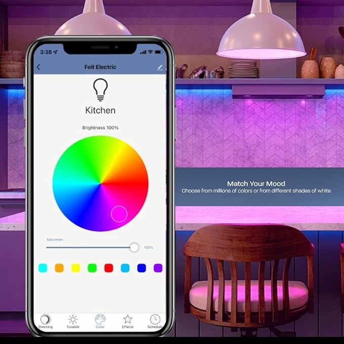 Feit Electric BR30 Smart Flood Light Bulb,2.4GHz WiFi Color Changing and Dimmable, No Hub, Compatible with Alexa or Google Assistant BR30 Smart LED Light Bulb, BR30/RGBW/CA/AG, 65W (Pack of 2)