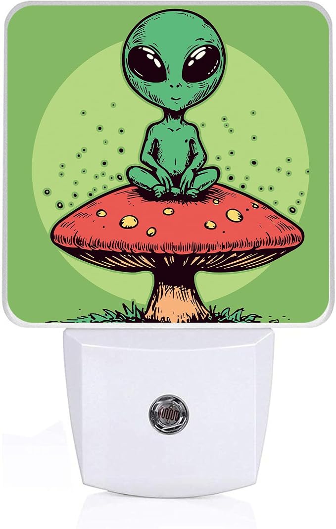 Alien Night Light,Mushroom Plug-in Night Lights with Dusk-to-Dawn Sensor for Bedroom,Bathroom and Living Room Sleep Friendly lamp 0.5w