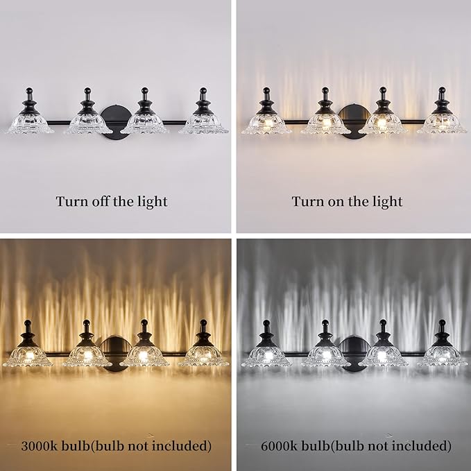Black Bathroom 29.7" Vanity Light Farmhouse Vanity Lights Vanity Lighting Fixtures