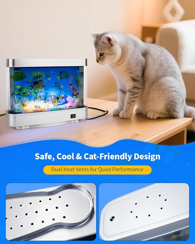 Fake Fish Tank Lamp – Frutiger Aero Decor Artificial Fish Tank with Moving Fishes – Relaxing Fake Aquarium Light & Plug-in Night Light for Kids, Adults, and Home Décor