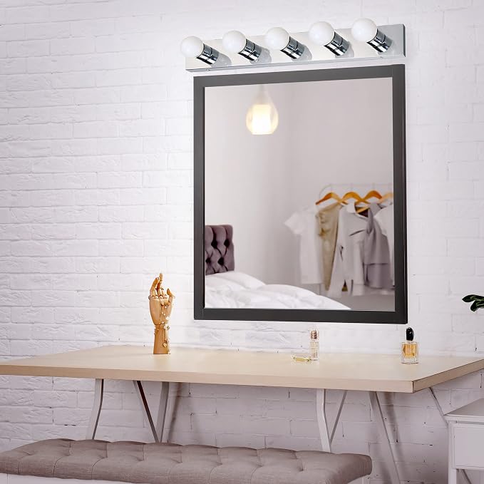 Design House 509653 5-Light Vanity Strip Light Contemporary Dimmable for Bathroom, Bedroom, Makeup Vanity, Polished Chrome | Dimmable, Wall Mount, Contemporary/Modern, Steel, Lighting, 509653