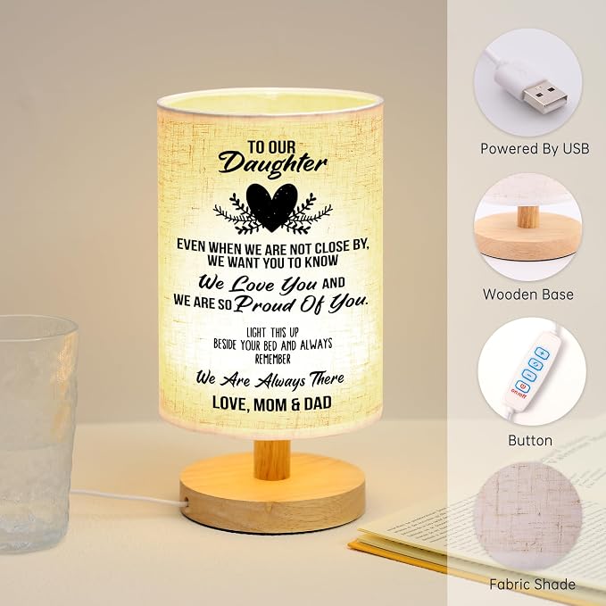 WSYEAR Gifts for Daughter from Mom Dad Table Lamp, Daughter Birthday Gifts from Mother, Night Light Gifts to Daughter from Father for Christmas Graduation Wedding Gifts
