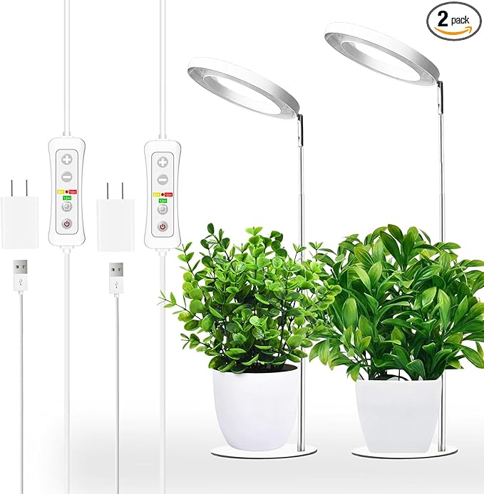 Yadoker 144 LEDs Full Spectrum Plant Grow Light for Indoor Plants，Height Adjustable, 6.3" Aluminum Housing,Automatic Timer with 8/12/16 Hours,10-Level Brightness,Ideal for Small and Medium Plant Grow