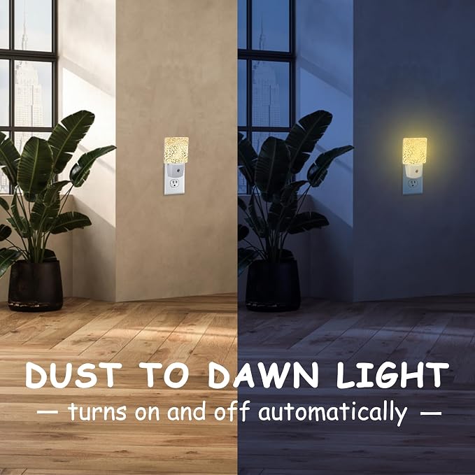 Night Light Plug Wall,Gold Glitter Leopard LED Night Lights with Dusk to Dawn Light Sensor for Women Girls Boys Room Decor,Hallway,Kitchen,Bathroom,Nursery,Stairs