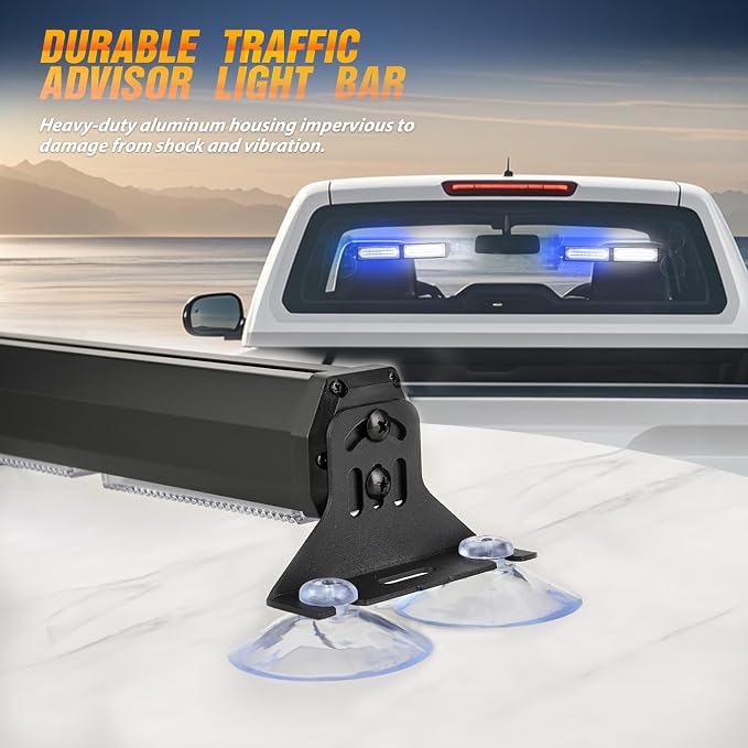 Nilight 40LED Blue White Emergency Strobe Traffic Advisor Light Bar with Suction Cups Dash Safety Warning Hazard Flashing Lights Interior Front/Rear Windshield for Trucks Construction Vehicles | with Suction Cups Dash Safety Warning Hazard Flashing Lig...