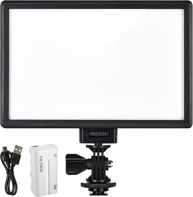 VILTROX 15W LED Video Light Panel, 3300K-5600K On Camera Light, Super Thin Key Light Panel with NP-F550, Led Photography Lighting CRI95+ for Studio Photography Video Recording Live Streaming （L116T