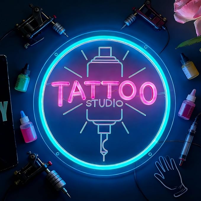 TATTOO Studio Neon Sign LED Tattoo Wall Decor USB Powered Adjustable Brightness Dimmable Neon Light for Business Stores Birthday Christmas Gifts