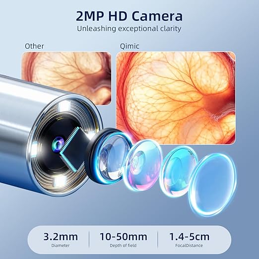 Qimic Wireless Otoscope Ear Camera - 1080P WiFi Otoscope with 6 LED Lights, Ear Scope Camera with 10 Colorful Accessories for Kids,Pets &Adults,Support Photo and Video, Compatible with Android
