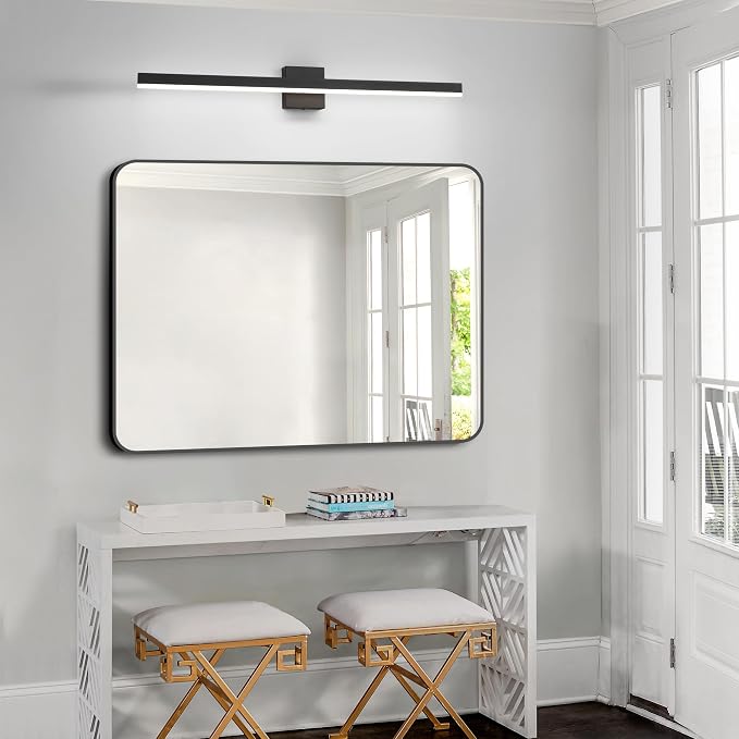 Black Bathroom Vanity Light Fixture 39.4'' 20W Dimmable 5CCT LED Hardwired | Bathroom Light Fixture Over Mirror, Bathroom Wall Sconce, Rust-resistant, ETL Certificated, 2700K/3000K/3500K/4000K/5000K