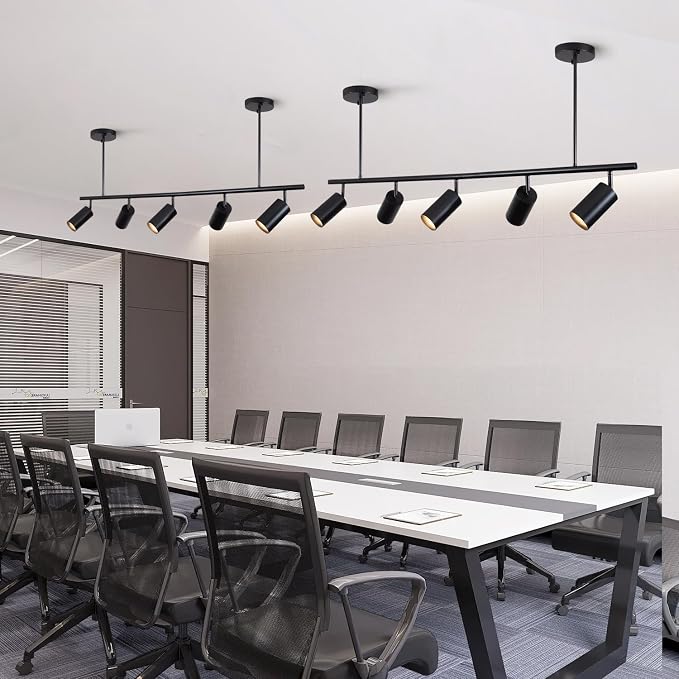 5-Light LED Track Lighting Kit Black Track Light Flexibly Rotatable Light Head Modern Spot Lighting for Kitchen Living Room Dining Room Bedroom Closet Bar