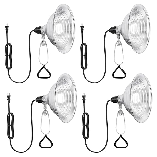 Simple Deluxe Clamp Lamp Light with Detachable 8.5 Inch Aluminum Reflector up to 150 Watts E26 Socket (No Bulb Included), 6 Feet Cord, UL Listed, 4 Pack