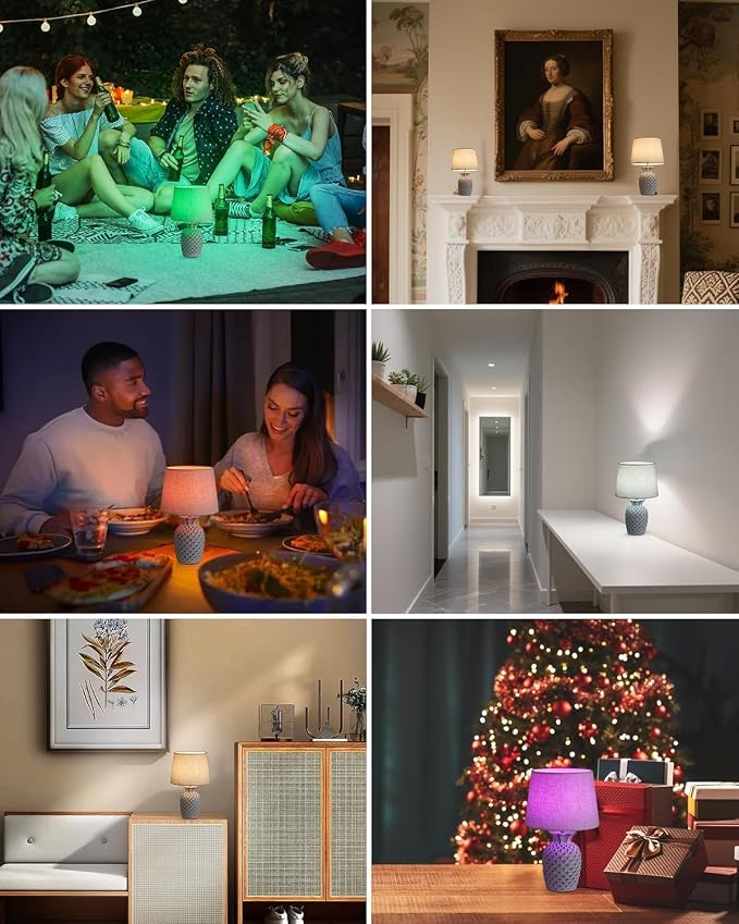 UMEXUS 13" Small Rechargeable Cordless Table Lamp, Pineapple Ceramic Base | Battery Powered, Remote Control Timer Dimmer, RGB & Warm Lights, Farmhouse Decorative Nightstand Lamp for Kitchen Living Room