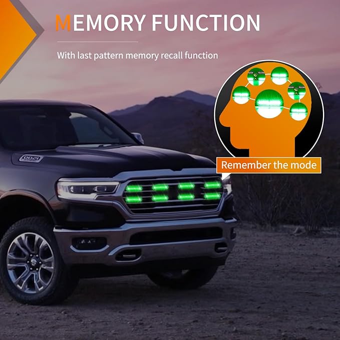 Nilight 8PCS Led Strobe Lights 12LED Green Emergency Light 12V 24V Surface Mount Flashing Warning Hazard Beacon Ultra Slim Sync Feature Mini Grille for Cars Trucks Off Road Vehicles SUV