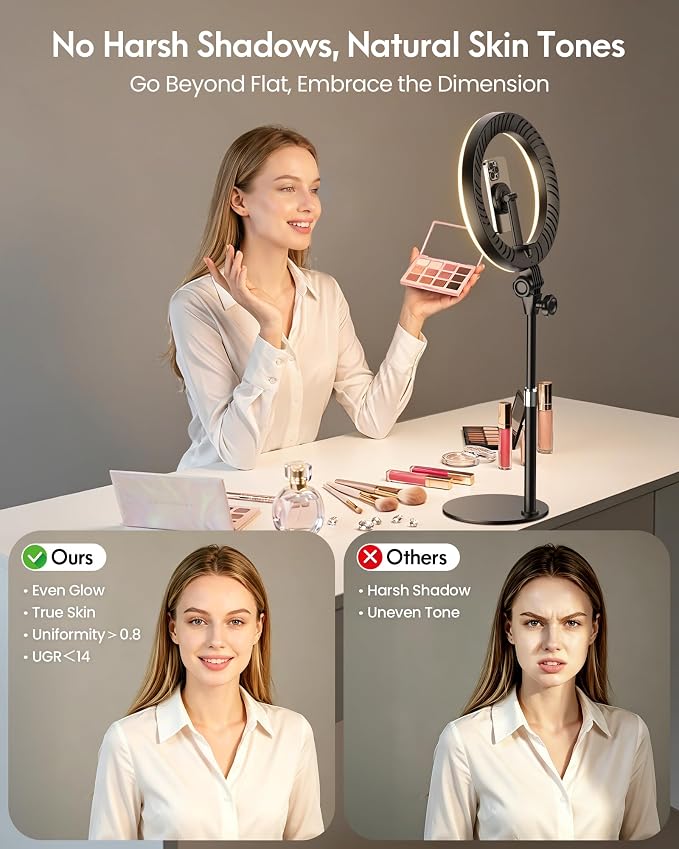 Upgrade 10.5" Ring Light for Desk with Magnetic Phone Holder for Computer | 30 Light Modes, Zoom Lighting for Computer, Desk Light for Video Conference, Circle Light for Video Recording, Streaming