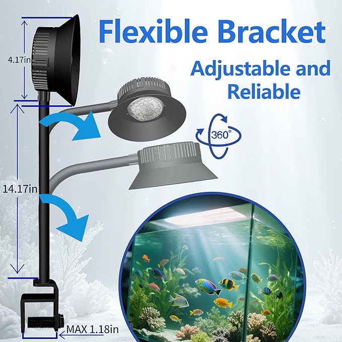 30 Watts Aquarium Reef Light, Dimmable Timing Full Spectrum Marine Fish Tank Light Saltwater Nano Tank Reef Light for Coral