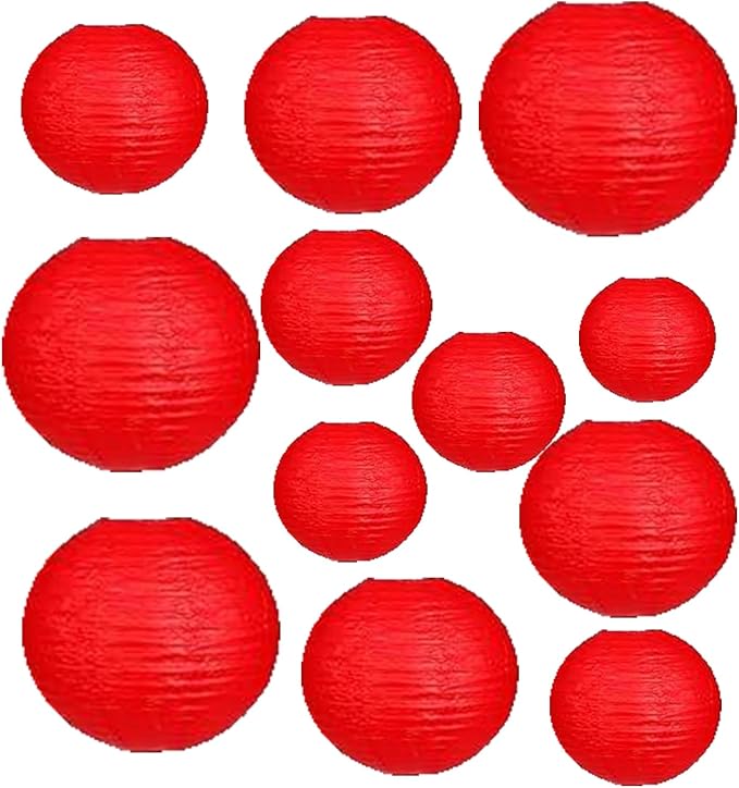 12Pcs Paper Lanterns 6”, 8”, 10”, 12”,Paperlanterns Party Decoration, White Paper Lanterns for Wedding, Bridal, Birthday, Outdoor, Home, Garden, Holiday and Party.