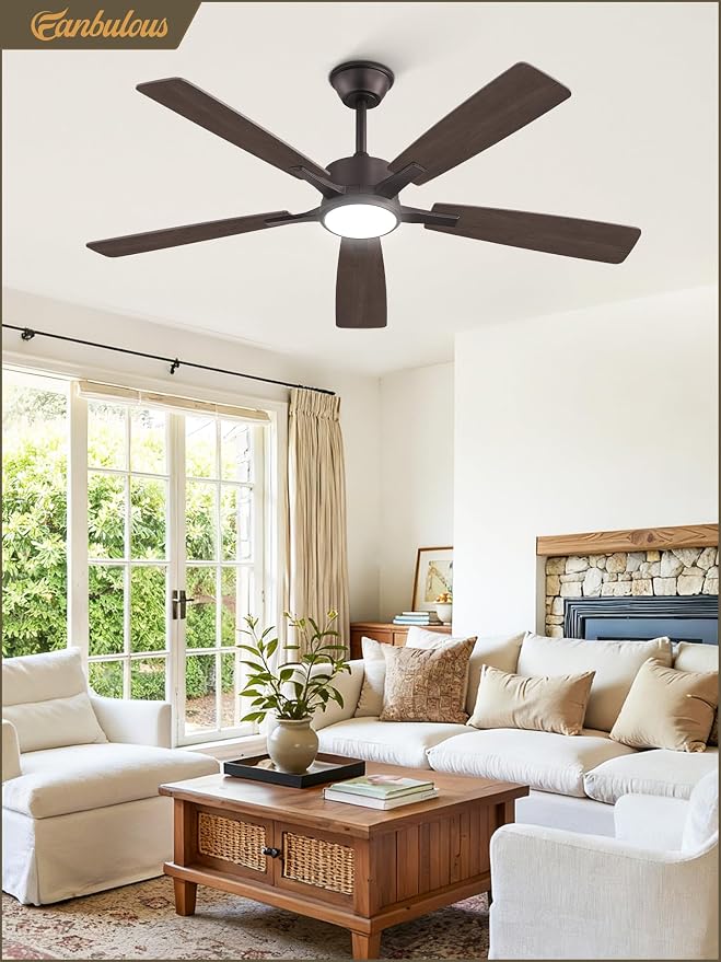 Fanbulous 52 Inch Ceiling Fans with Light, Oil Bronze, Remote & APP Control | Stepless CCT & Dimmable Light, 20W LED Ceiling Fan, 6 Speeds, Reversible Quiet DC Motor, for Bedroom, Living Room, Apartment