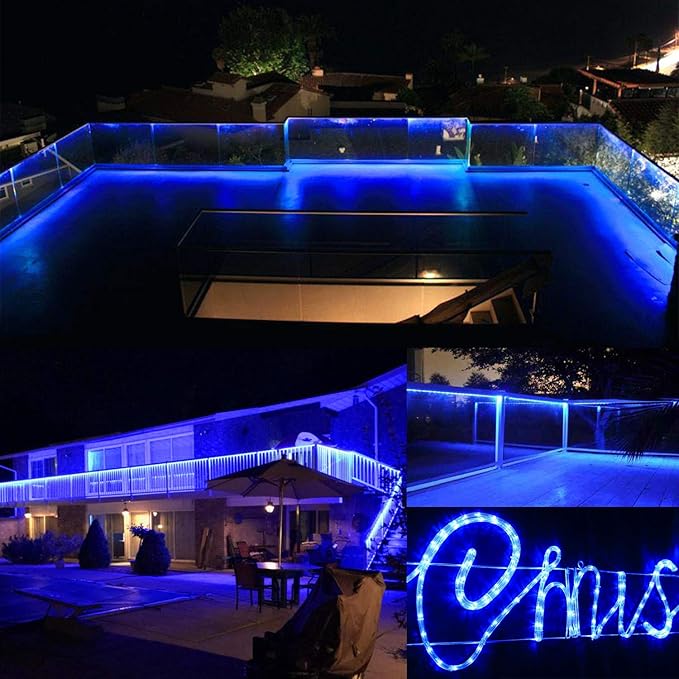 40ft Blue Led Rope Lights, Waterproof, 432LEDs, Outdoor, Indoor, Connectable, Flexible Blue Led Strip Lights for Garden, Camping, Stairs, Balcony, Party, Christmas