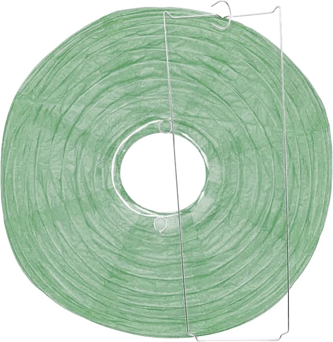 12 Inch Round Chinese Sage Green Paper Lanterns Hanging Decor | 10 PCs, Reusable, Indoor Outdoor Decorative Lamp Shade, for Ceiling, Wedding, Shower, Party, Festival, Home Decoration