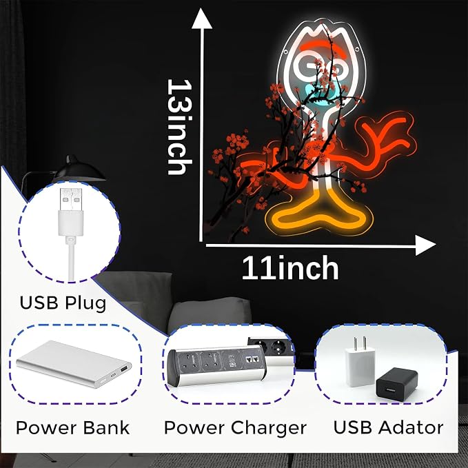 Forky Neon Sign Cute Cartoon LED Light Wall Decor 11 * 13 inch | USB Powered 5V low voltage Dimmable Durable & Safe Material Easy to Hang Versatile Room Decor Energy-Saving & Long Life