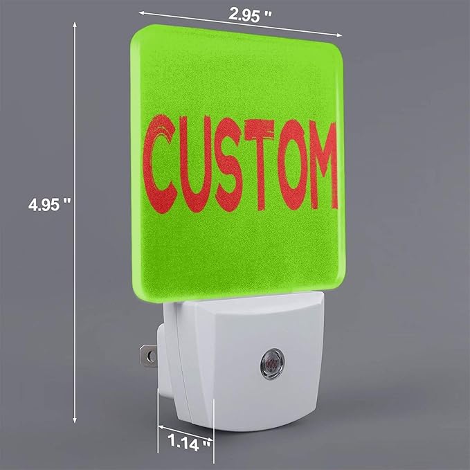 Personalized LED Plug-in Night Light 2-Pack with Pictures Text Logo, Custom Photo Auto Sensor Nightlights Set of 2 for Bedroom Bathroom Hallway Decor Gifts