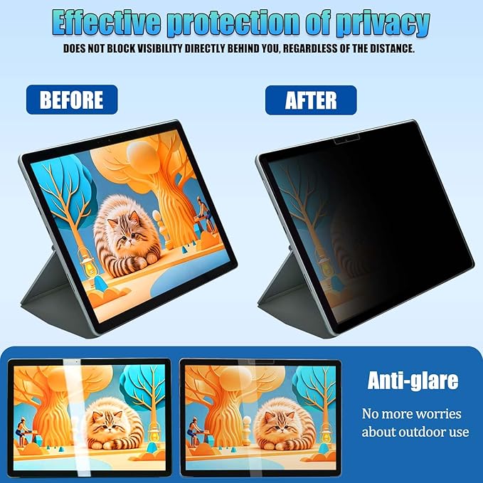 Privacy Screen for Microsoft Surface Pro 7,6, 5,4 - Privacy Screen Protector Surface Pro 7,6, 5,4 Screen Protector - Fully Removable,Easy to Install,Reusable,No Bubbles Screen Protector