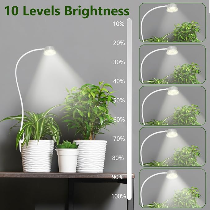 Shyineyou Small Grow Lights for Indoor Plants Full Spectrum,Plant Lights for Indoor Growing, Clip on Plant Grow Light with 3/9/12H Timer for Succulents,Small Plants, 3-Pack