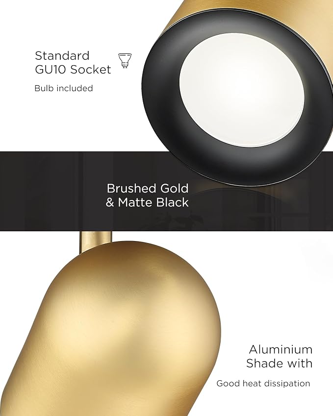 FEMILA LED Track Lighting, 3000K GU10 Bulbs Included | 16.9" brushed gold 3-light track lighting fixtures ceiling for kitchen, dining areas, hallways
