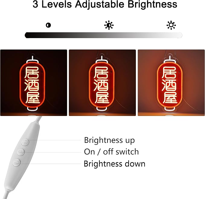 Japanese Izakaya Beer Bar Neon Sign LED Neon Light for Business Wall Decor with Dimmable Switch for Pub Club Party Restaurant 居酒屋 Japanese Style USB Powered